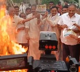 Kesineni Chinni Burns Jagan Photo Passbooks in Bhogi Fire