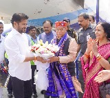 Telangana's newly-appointed Governor Shiv Pratap Shukla arrives in Hyderabad