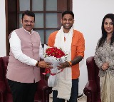 Maha CM Devendra Fadnavis felicitates captain Suryakumar Yadav, Shivam Dube after T20 WC glory