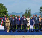 Narendra Modi and Donald Trump shake hands at G7 Summit in France
