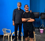 Rajamouli on Varanasi sets with MMA fighter who is Yogesh Jadhav