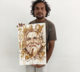 Unique art by young Neemuch artist: PM Modi’s portrait painted with tea depicts 12 years of achievements