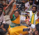 Kavitha detained during protest demanding land for Telangana martyrs’ families