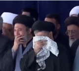 Ali Khamenei funeral sons weep uncontrollably seeing fathers coffin