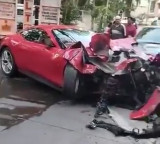 Ferrari car creates havoc in Hyderabad Jubilee Hills