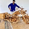Mohan Babu gifted Chiranjeevi with a wooden bike on his birthday