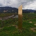Golden monolith appears in rural Colombia