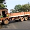 Police blocked road with lorries during Chandrababu Rama Theertham visit