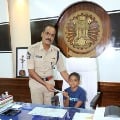 Guntur SP Ammireddy handed over his charge to a cancer child