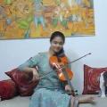 Keerthi Suresh plays violin as a tribute for Hero Vijay birthday