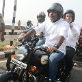 vijaya sai participates in bike rally