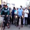 Telangana minister Puvvada cycle tour in Khammam