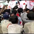 Students Union protests at minister Botsa house in Vijayanagaram