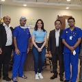 Tamannaah meets Hyderabad Continental Hospital staff