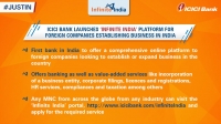 ICICI Bank launches ‘Infinite India’, a comprehensive online platform for foreign companies setting up operations in the country