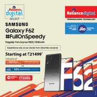 Samsung Galaxy F62 to launch offline at Reliance Digital and My Jio stores