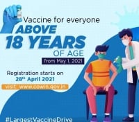 Everyone above the age of 18 shall be eligible for COVID19 vaccination from May 1st - Registration starts on April 28
